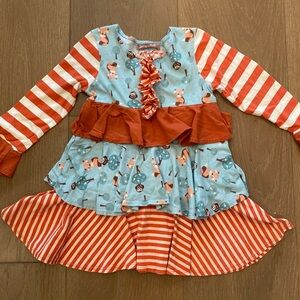 Jelly the pug Long Sleeve Ruffle Dress